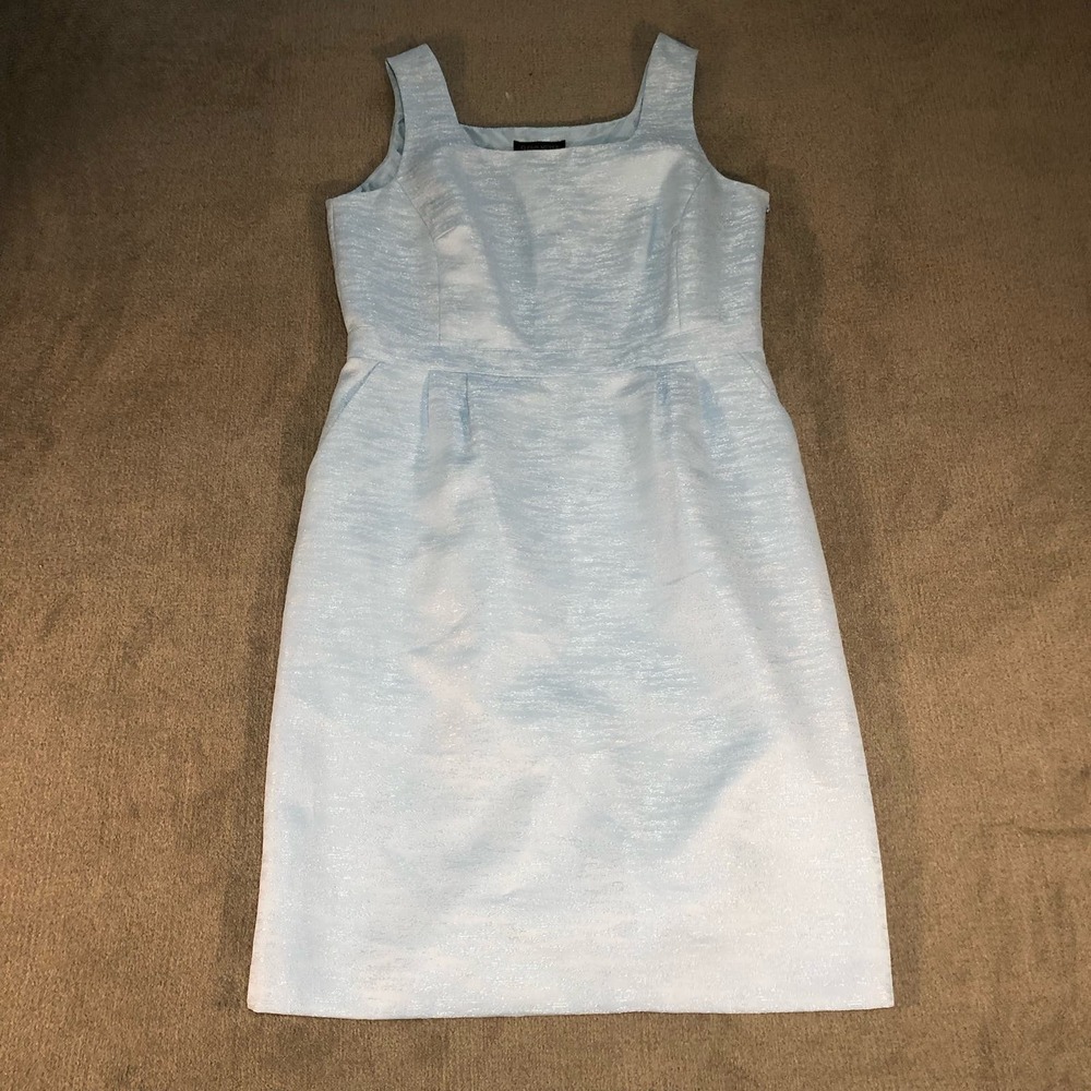 John Meyer Womens Dress 12 Blue Sleeveless Shift Pockets Back Slit Side Zip - Picture 1 of 11
